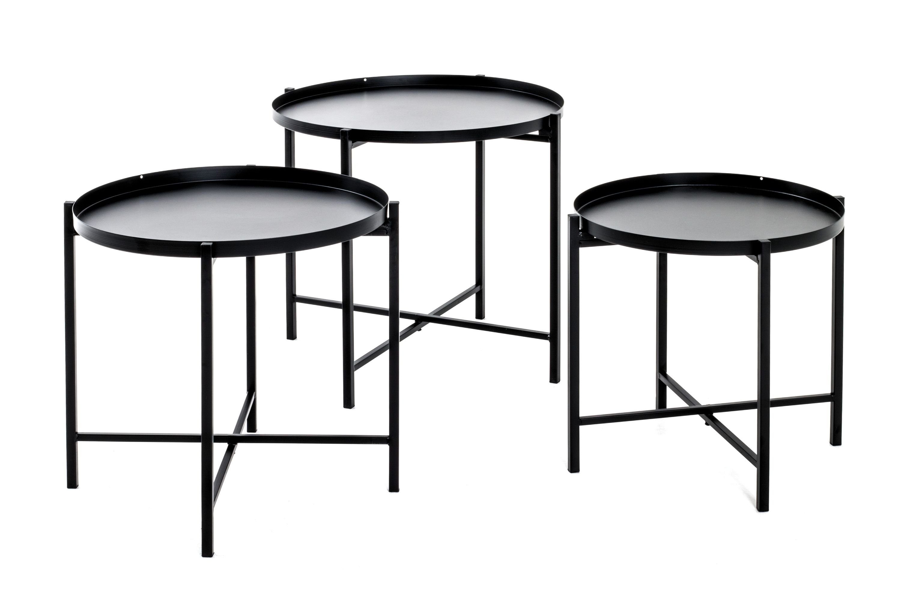 schwarz 3er HAKU Beistelltisch Beistelltisch, HAKU Beistelltisch Set Kaffeetisch Laptoptisch Möbel