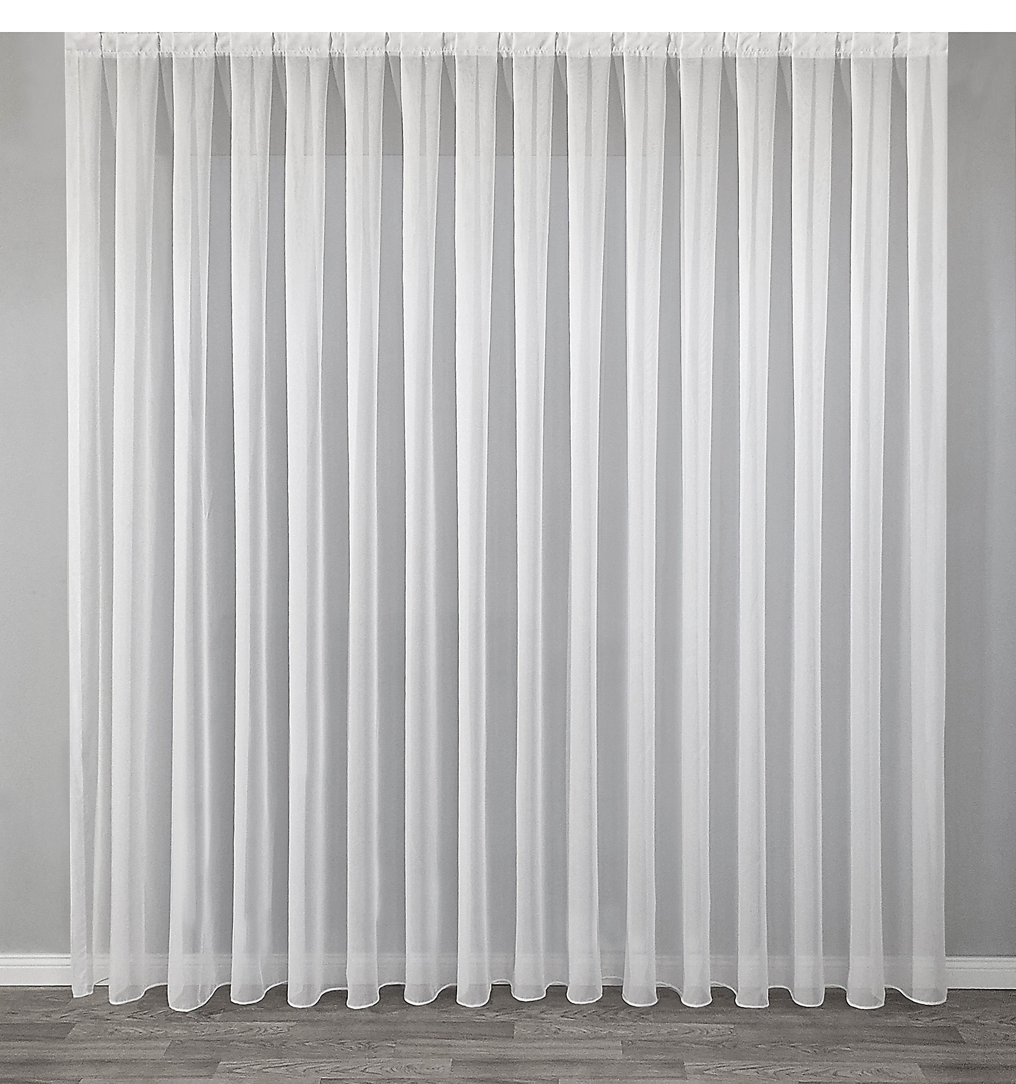 DecoHome24 Gardine Voile Weiß mit Falten (1 St), Faltenband, transparent, Store