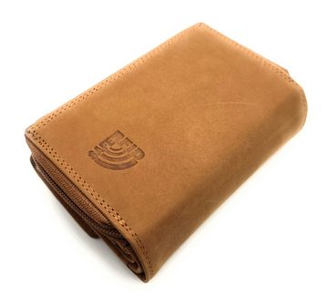 MUSTANG Geldbörse echt Leder Damen Portemonnaie mit RFID Schutz "Tampa", Hunterleder, viel Platz, kompakte Maße, cognac braun