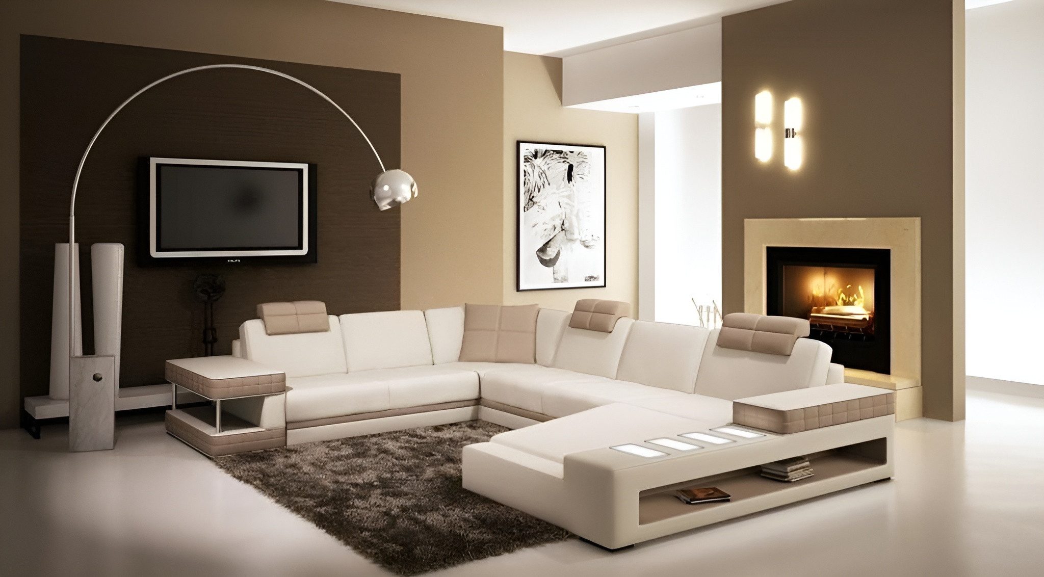 Xlmoebel Wohnlandschaft Ledersofa Hallstadt – Modernes Design mit integrierter Beleuchtung, Hergestellt in Europa