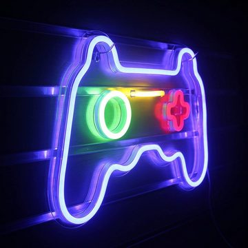 zggzerg LED Dekolicht Spiel Leuchtreklame Gamepad Controller Leuchtreklamen Wandleuchten, LED fest integriert