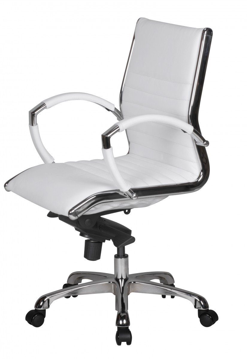 Chefsessel Echtleder-Schreibtischstuhl SECCHIA Komfortabler | Arbeitssessel DESIGN Weiß Weiß - KADIMA