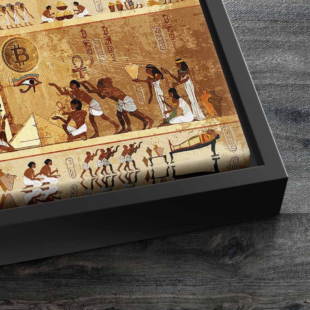 Leinwandbild Brown Bitcoin, Wandbild Bitcoin Zeichen Rahmen ohne Antike Ins Leinwand altägyptische Gold Beige DOTCOMCANVAS®
