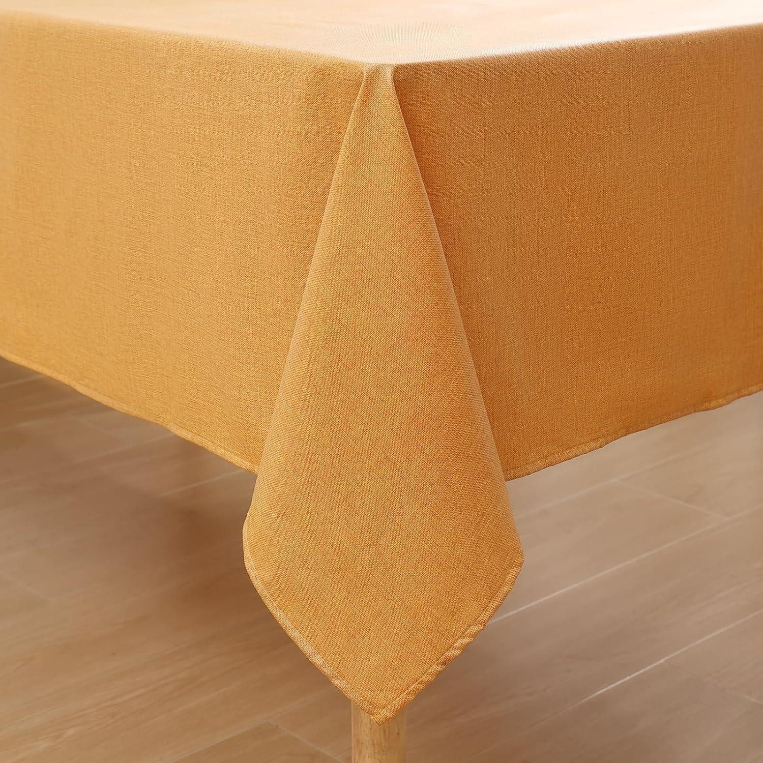 LuxusKollektion Tischdecke Tischdecke Leinenoptik Abwaschbar 200 x 140 cm (Rechteckig) Gelb