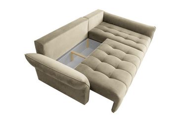 Beautysofa Polsterecke MALLORCA, im moderne Stil, mit Bettkasten, Ottomane links oder rechts montiebar, L-Form Ecke 249 cm, Polsterecke mit Schlaffunktion