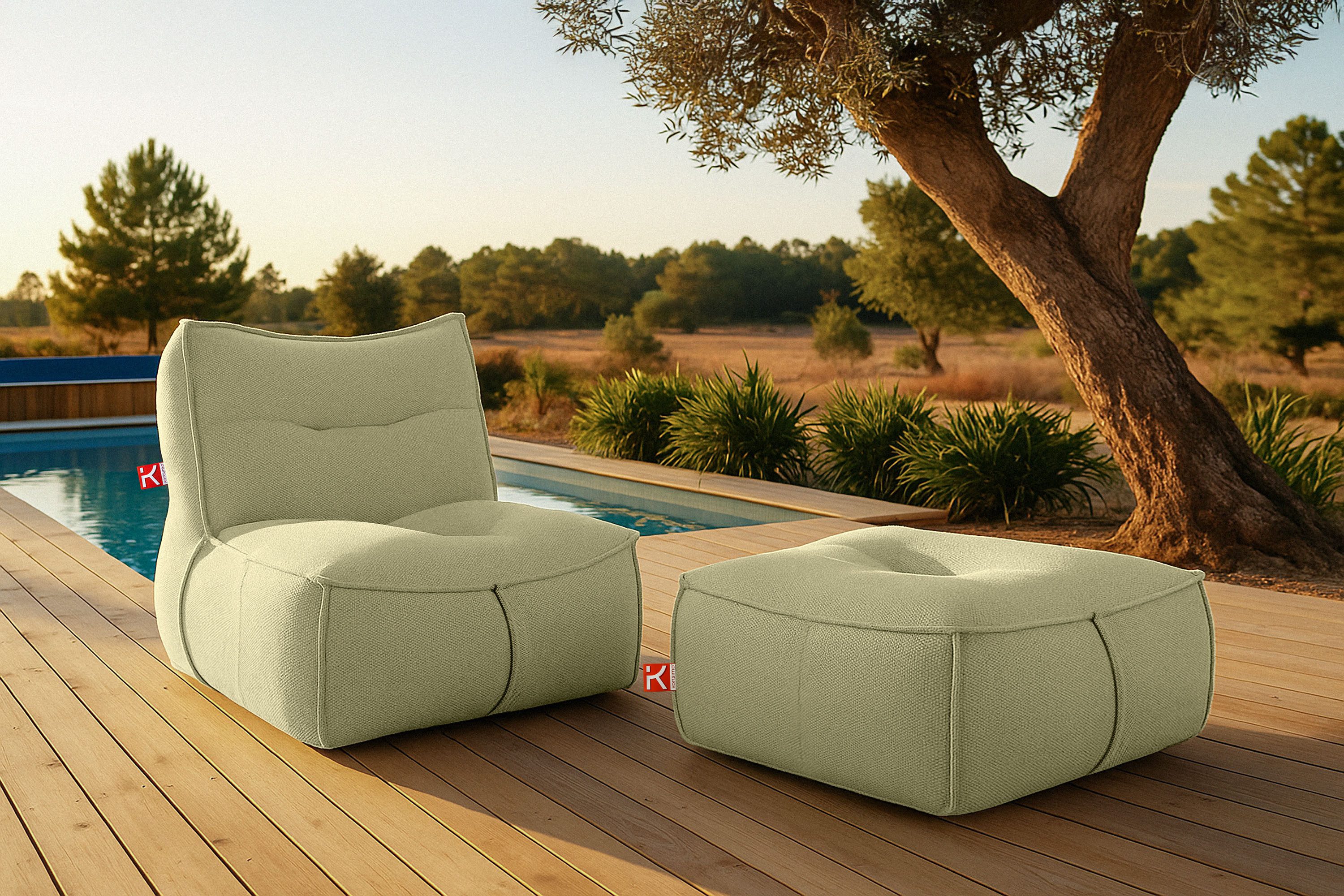 KONSIMO® Gartenlounge-Set LOVIA Gartensessel mit Hocker, günstig online kaufen