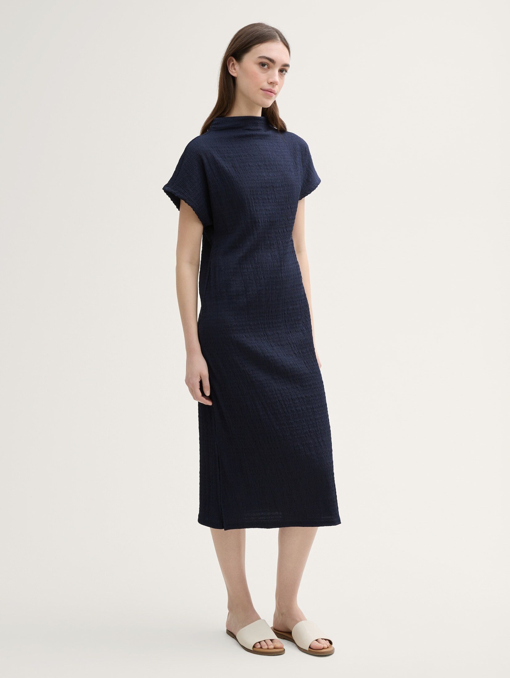 TOM TAILOR Denim Sommerkleid Kleider & Jumpsuits Midi-Kleid mit Stehkragen
