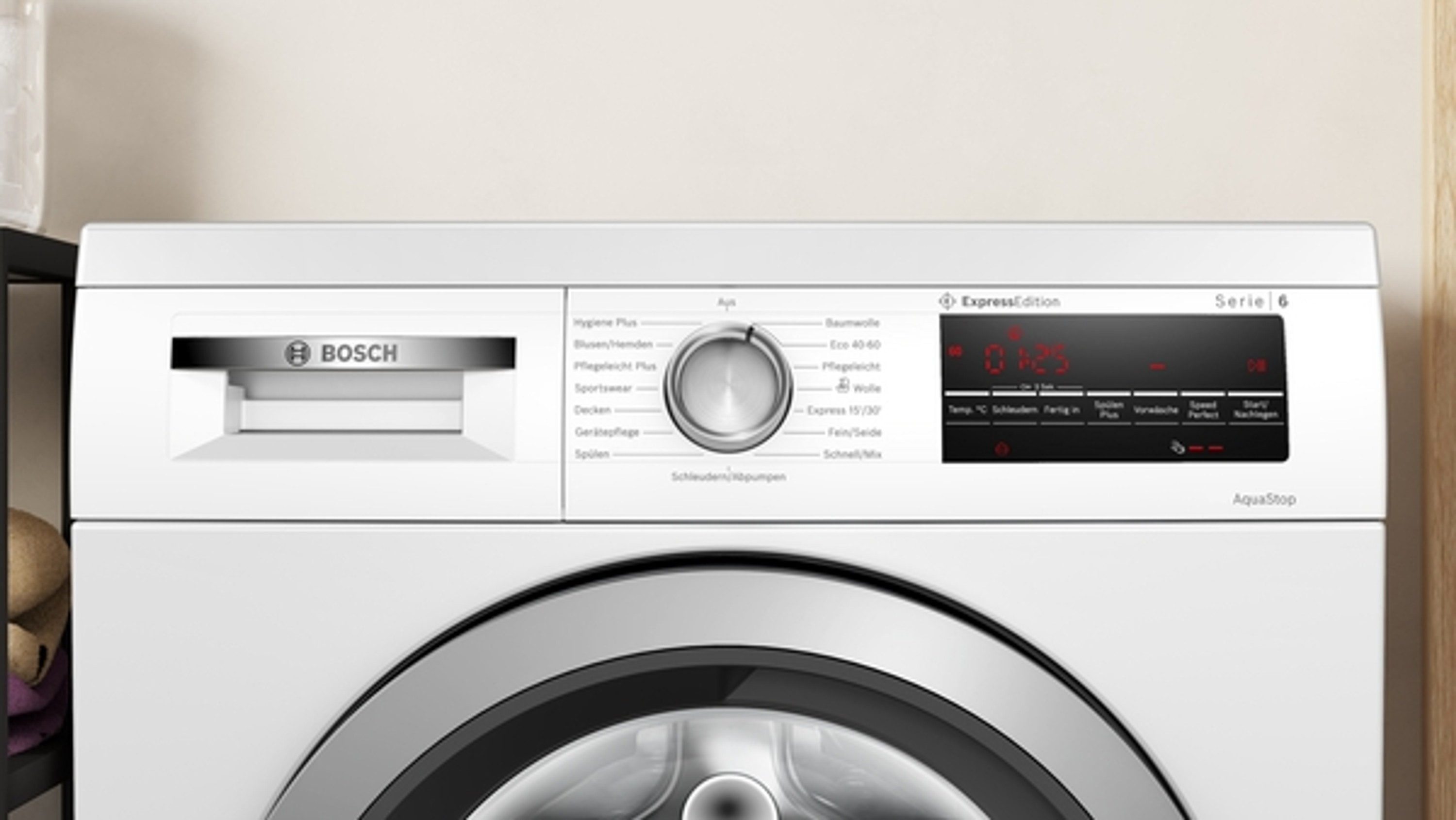 BOSCH Waschmaschine Serie 6 WUU28TH1, 8 kg, 1400 U/min, Eco Silence Drive, AquaStop, Nachlegefunktion