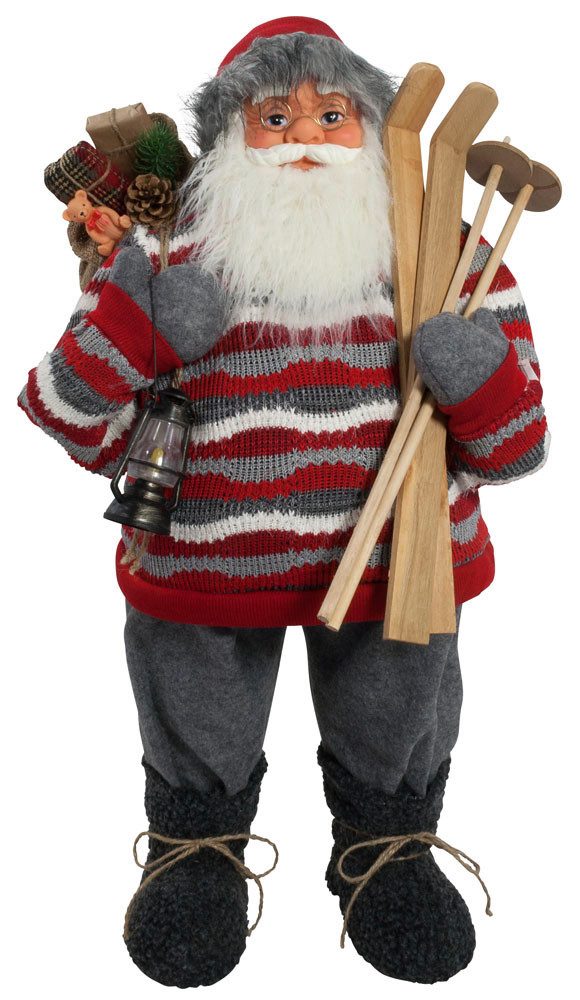 Weihnachtsmann Weihnachtsmann Santa Clause Marbod 80cm Deko mit Ski und Geschenkesack