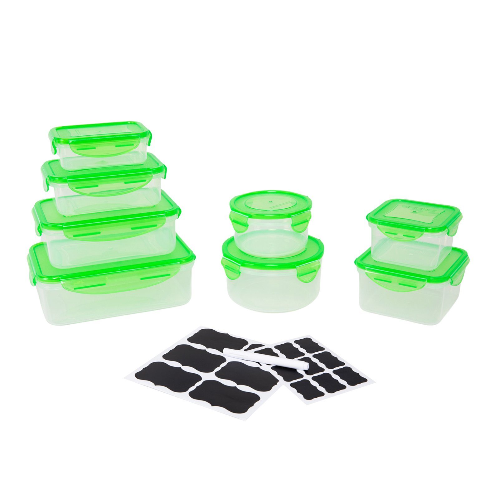 Plentyfy Frischhaltedose Frischesystem 16, Kunststoff, (Set, 16-tlg), Frischhaltedose mit Deckel - Vorratsdosen Set grün