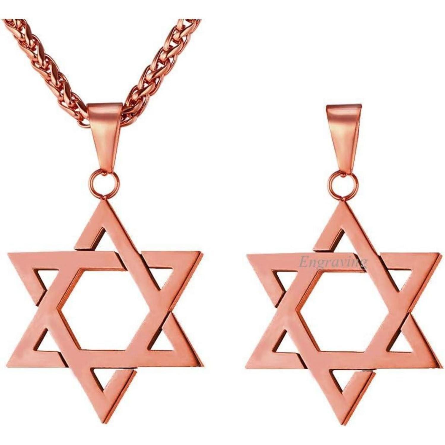 LuxusKollektion Sternanhänger Halskette Davidstern Rosegold Edelstahl Herren