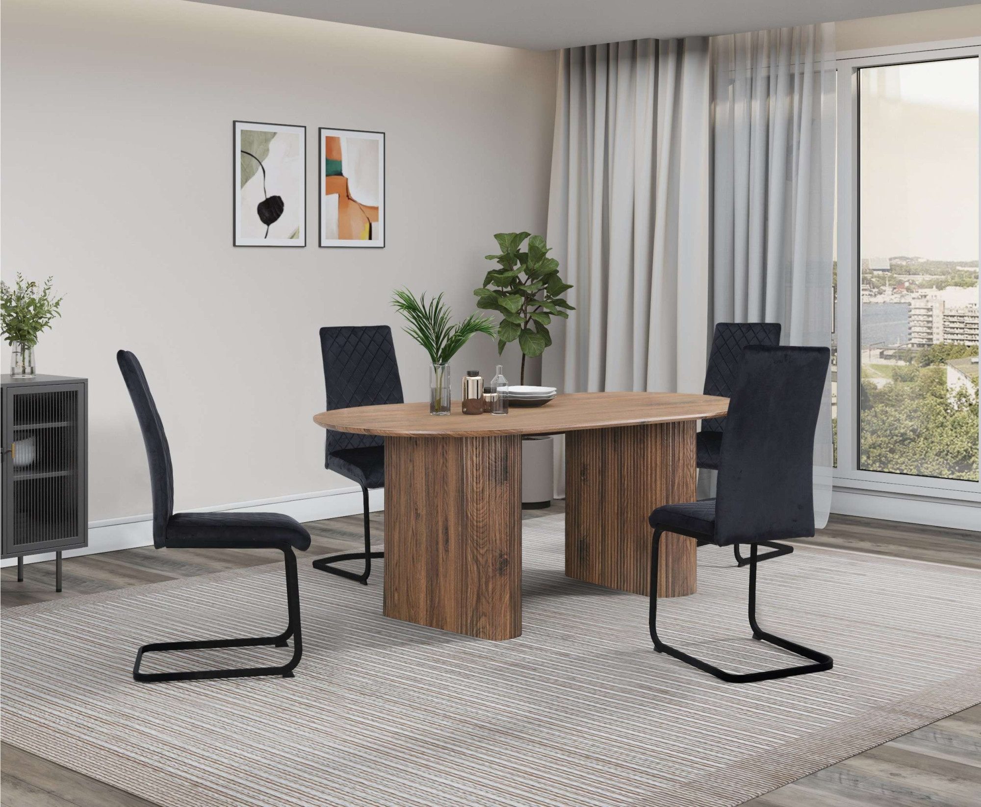 OTTO home Esstisch Bostonia, ovaler Esstisch, Beine mit Rillenstruktur, pfl günstig online kaufen