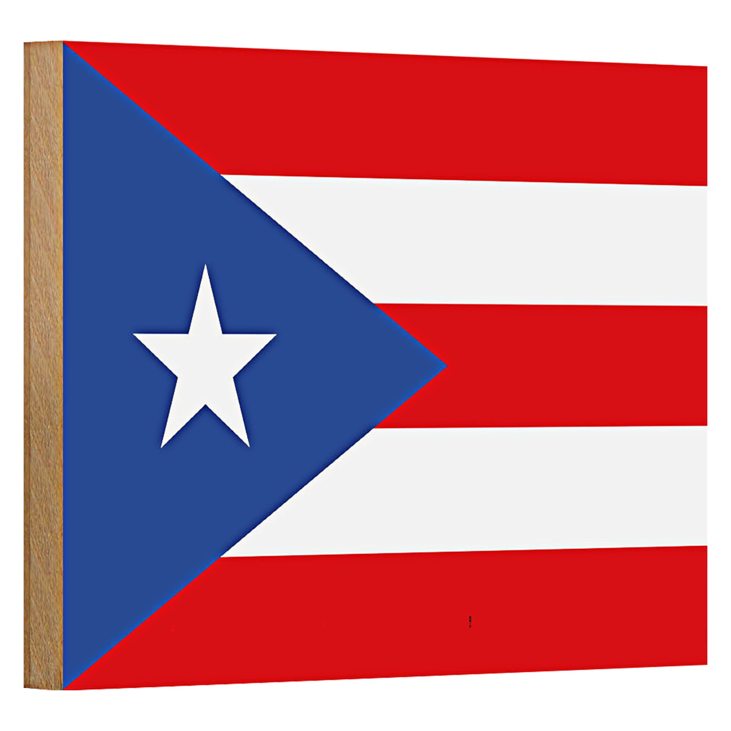 Roomando Holzbild Flagge Puerto Ricos 18x12cm Flag of Puerto Rico