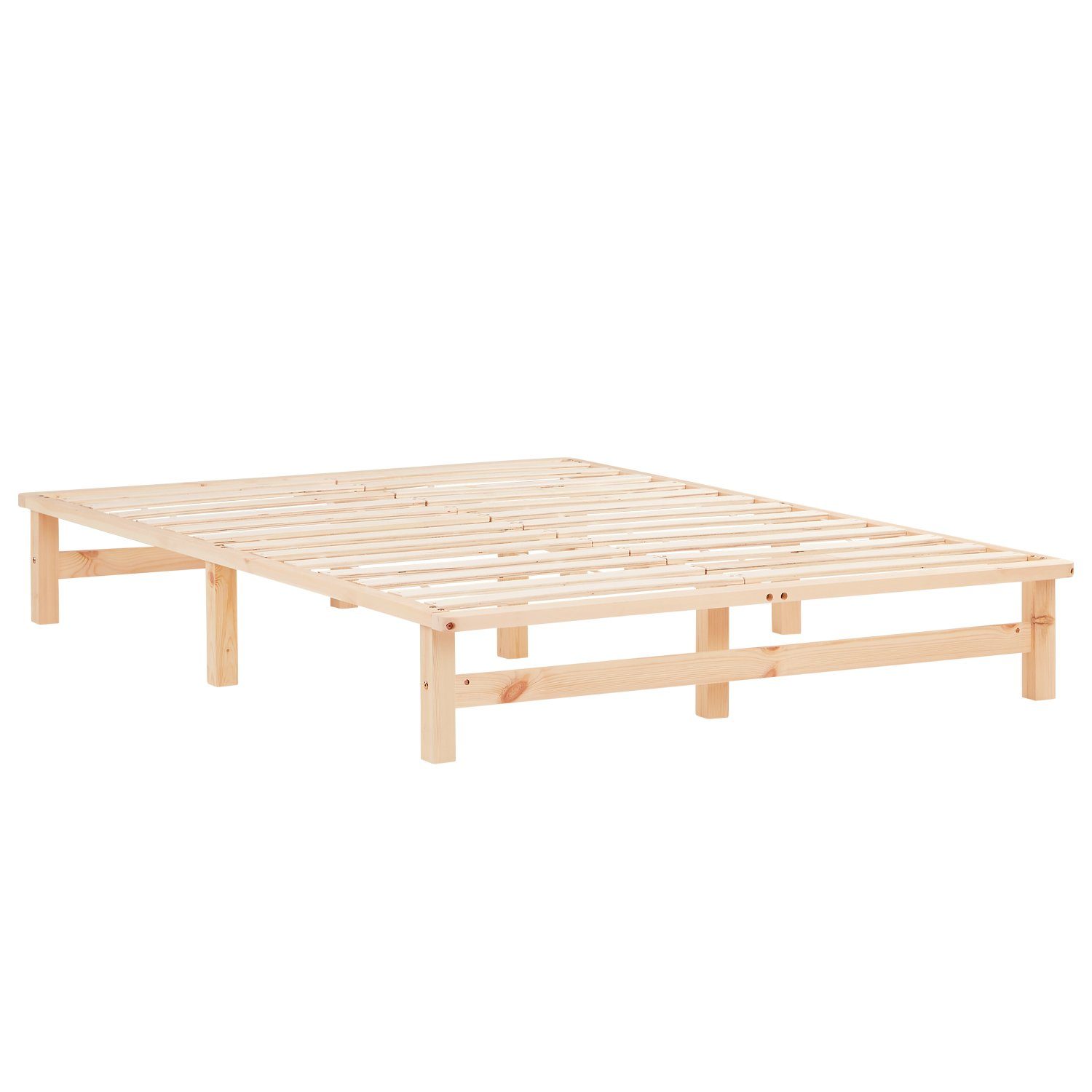 Homestyle4u Holzbett Palettenbett Massivholzbett Futonbett Natur Weiß Grau 90/140x200 cm