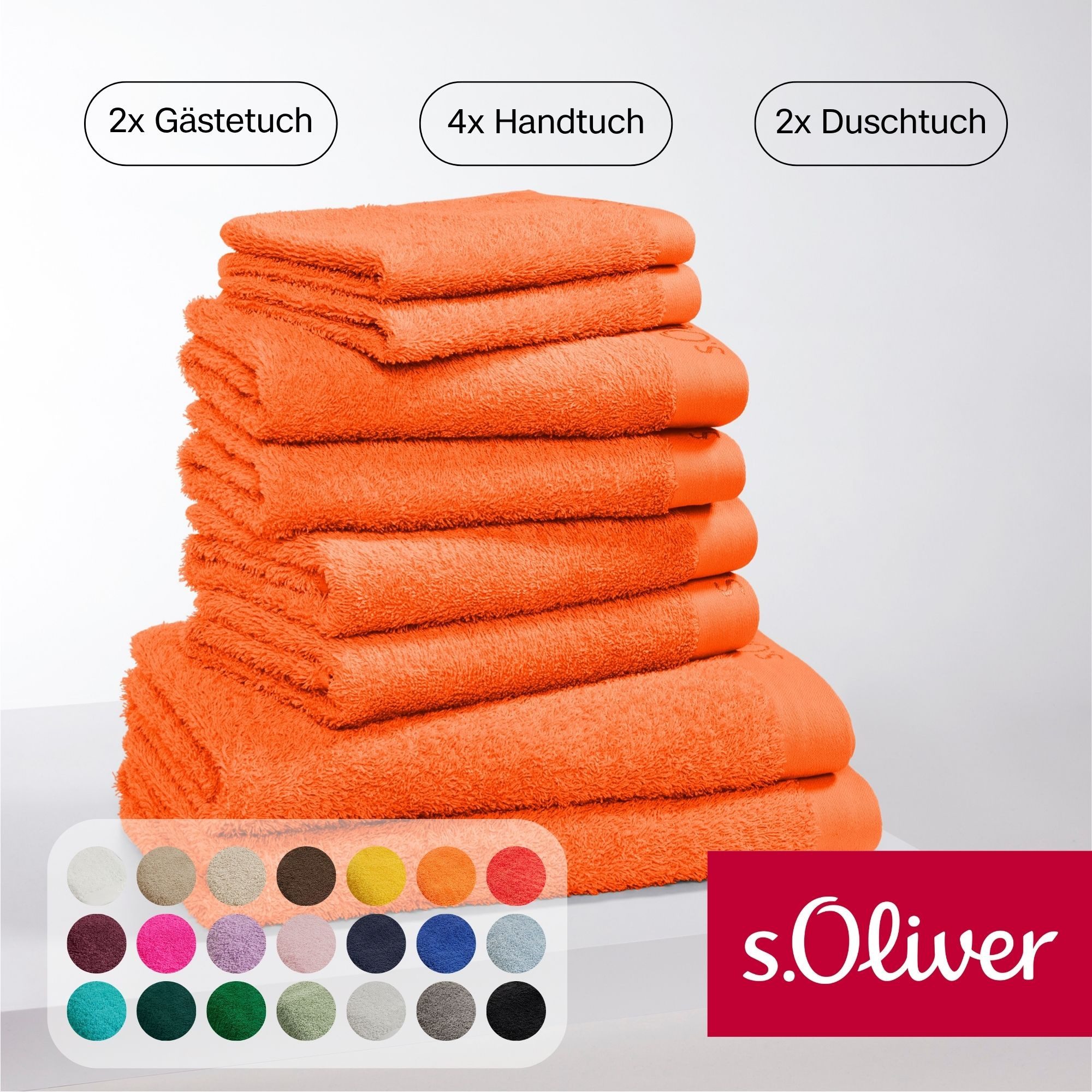 s.Oliver Handtuch Set s.Oliver, Premium Qualität, 600 gr/m², Walkfrottier (Set, 8-St), 2 Gästetücher 30x50, 4 Handtücher 50x100, 2 Duschtücher 70x140