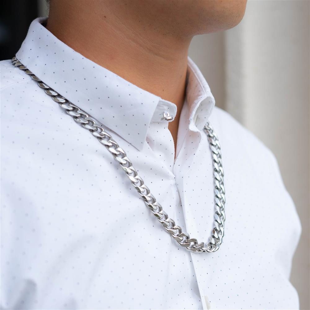 BUNGSA Königskette Königskette massiv 10mm breit Silber aus Edelstahl Herren (1-tlg), Halskette Necklace
