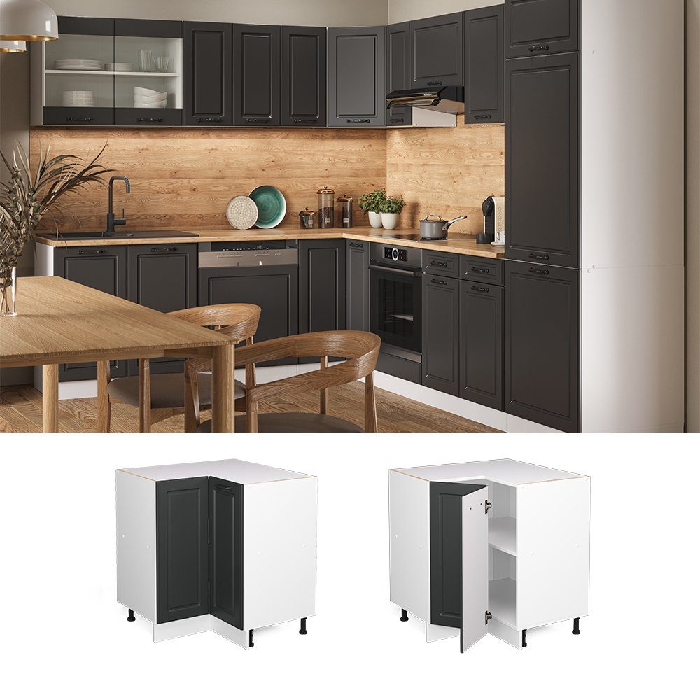 Vicco Eckunterschrank R-Line, Anthrazit Landhaus/Weiß, 75.6 cm ohne Arbeitsplatte (1-St)