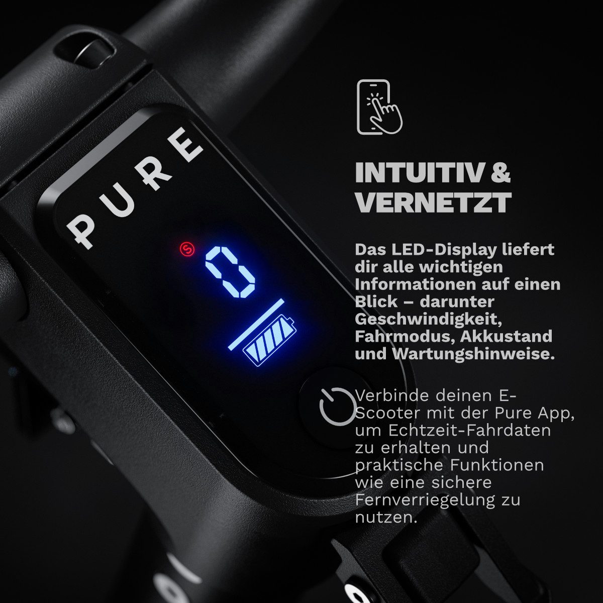 Pureelectric E-Scooter PURE AIR⁶ SUSPENSION E-Scooter mit Doppelfederung, Bis zu 45 km Reichweite. Mit Straßenzulassung. Doppelte Federung. – Bild 4 von 5