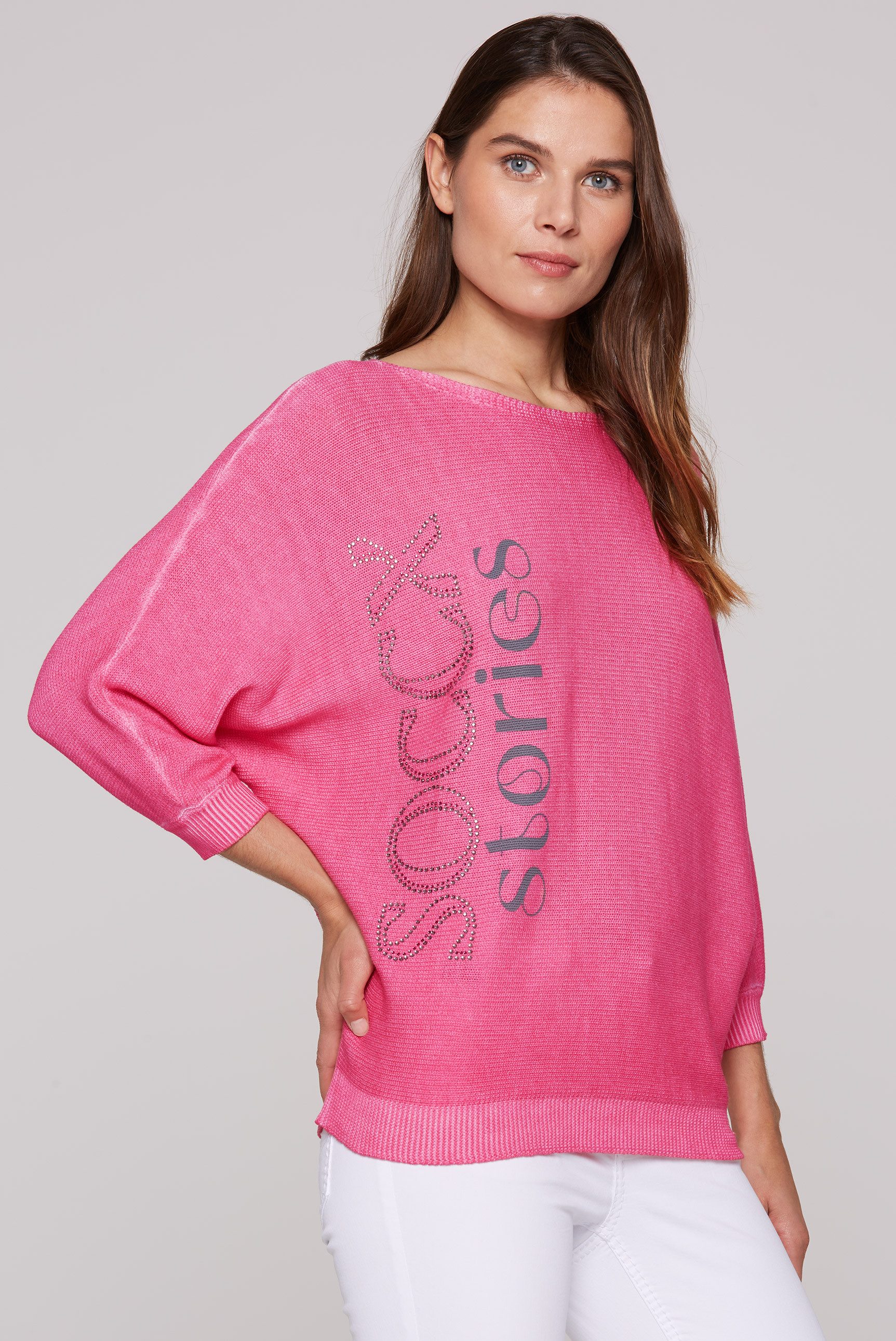 SOCCX Rundhalspullover mit Fledermaus-Ärmeln günstig online kaufen