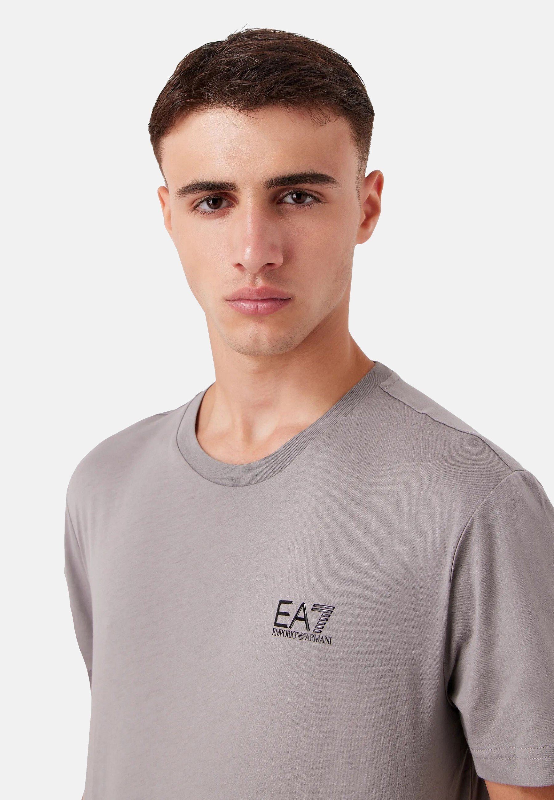(1-tlg) Emporio Rundhalsausschnitt Identity T-Shirt Armani mit grau Shirt T-Shirt Core