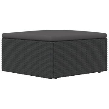 vidaXL Loungesofa Gartenhocker mit Kissen Schwarz Poly Rattan, 1 Teile