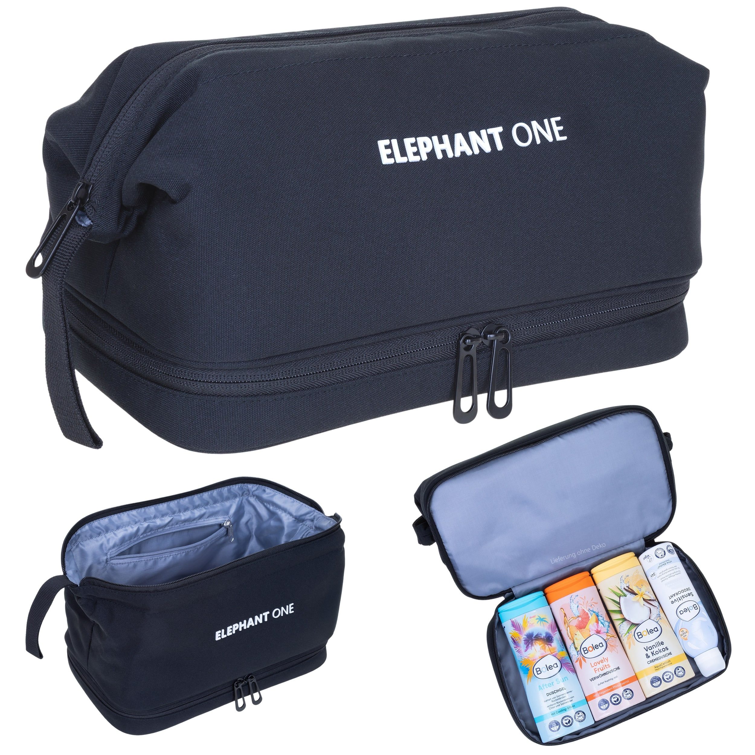 ELEPHANT Kulturbeutel Kulturtasche Bodenfach Innentaschen Washbag Kosmetiktasche, Reisetasche Sauna Sport Reise Toiletry Bag ONE 13113