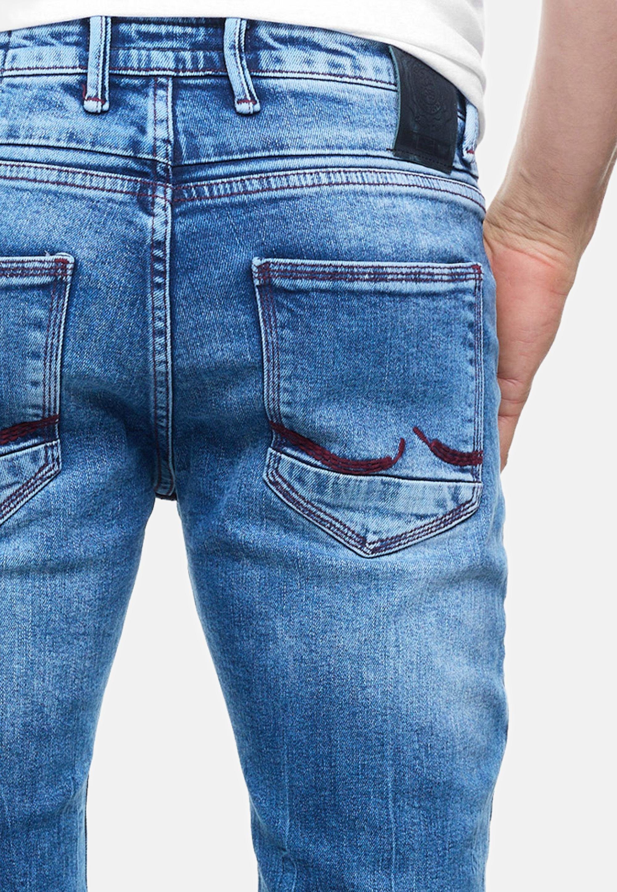 TORI Straight-Jeans mit hellblau Waschung Rusty dezenter Neal