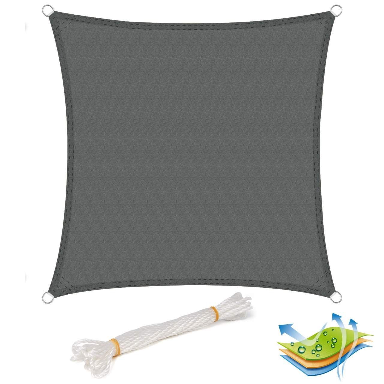 Woltu Sonnensegel, wasserabweisend Sonnenschutz,Polyester grau günstig online kaufen