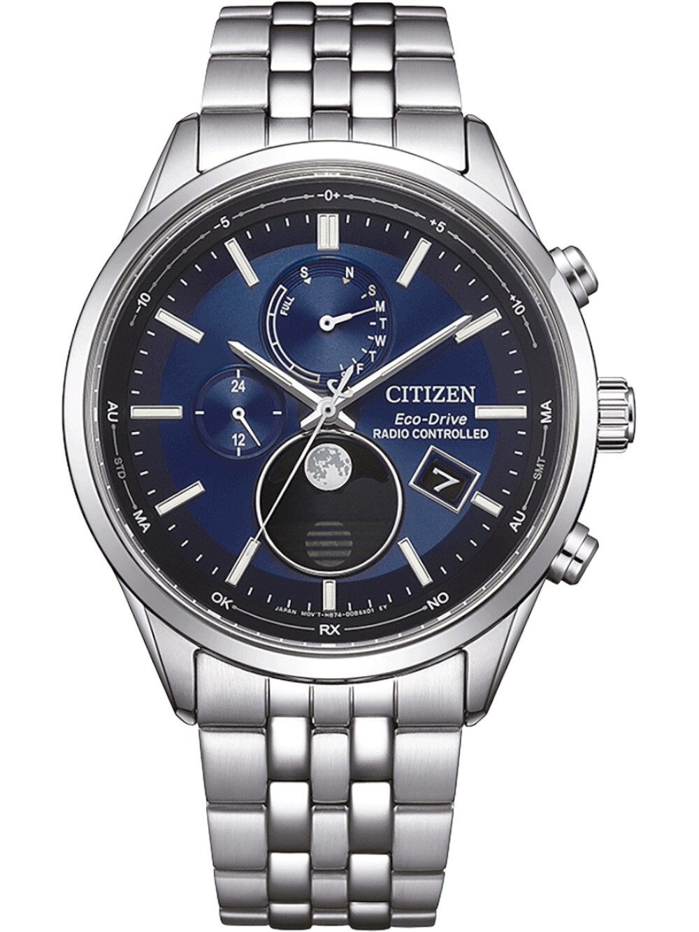 Citizen Quarzuhr Citizen BY1030-50L Herrenuhr Eco-Drive 4-Zonen Funkuhr Mondphase 42mm Citizen BY1030-50L Herrenuhr Eco-Drive 4-Zonen Funkuhr Mondphase 42mm 10ATM
