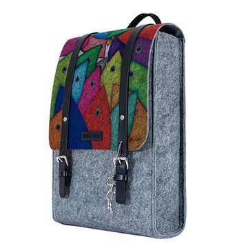 BIGGDESIGN Schulrucksack Biggdesign Fertility Fish Rucksack aus Filz, Tagesrucksack, Bunt (1-tlg)