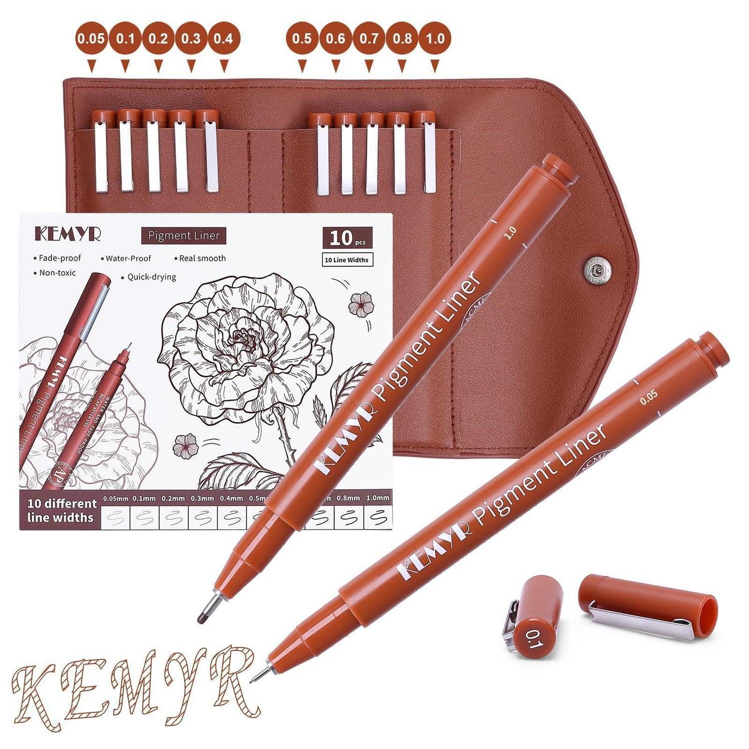 LuxusKollektion Fineliner Fineliner Set Sepia 10 Stck. 0,03-1,0mm