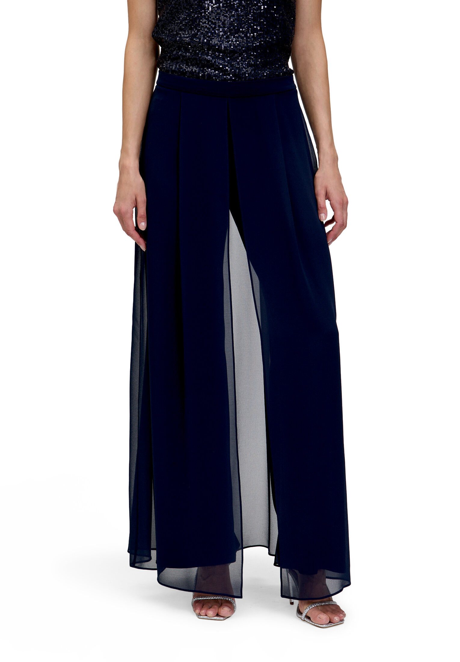 Vera Mont 2-in-1-Hose Damen mit weitem Bein Materialmix