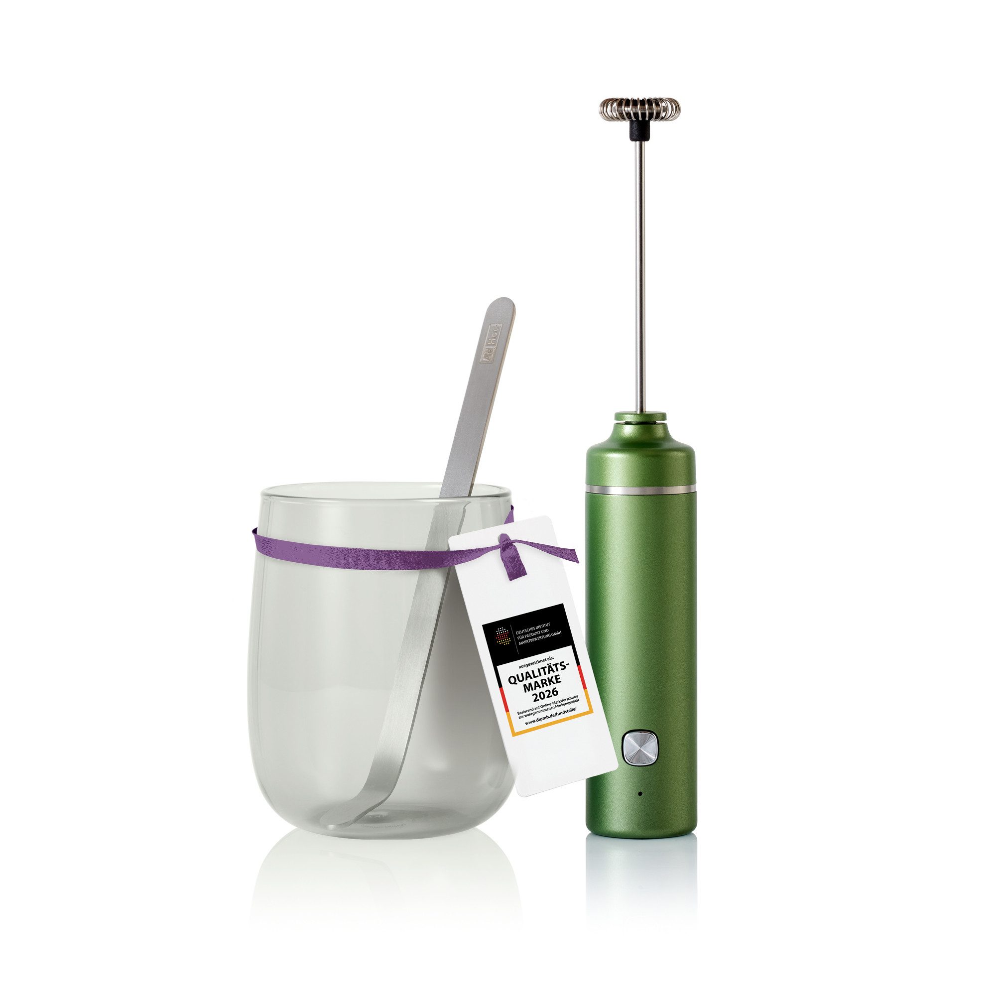 AdHoc Milchaufschäumer Matcha-Genießer-Set Chado, mit Glas und Löffel