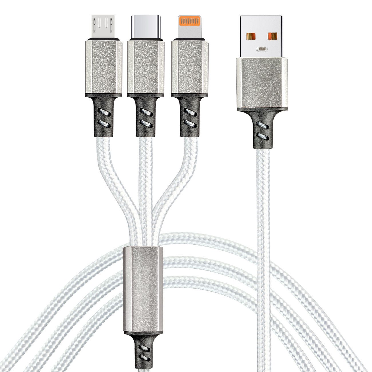 shop'n smile ideoon 3in1 Universal USB-Schnellladekabel, 25W Micro-USB, USB-C & Lightning USB-Ladegerät (3-tlg., 1er-Set & 2er-Set & 3er-Set, 3in1 Ladekabel 120 – Bild 4 von 4