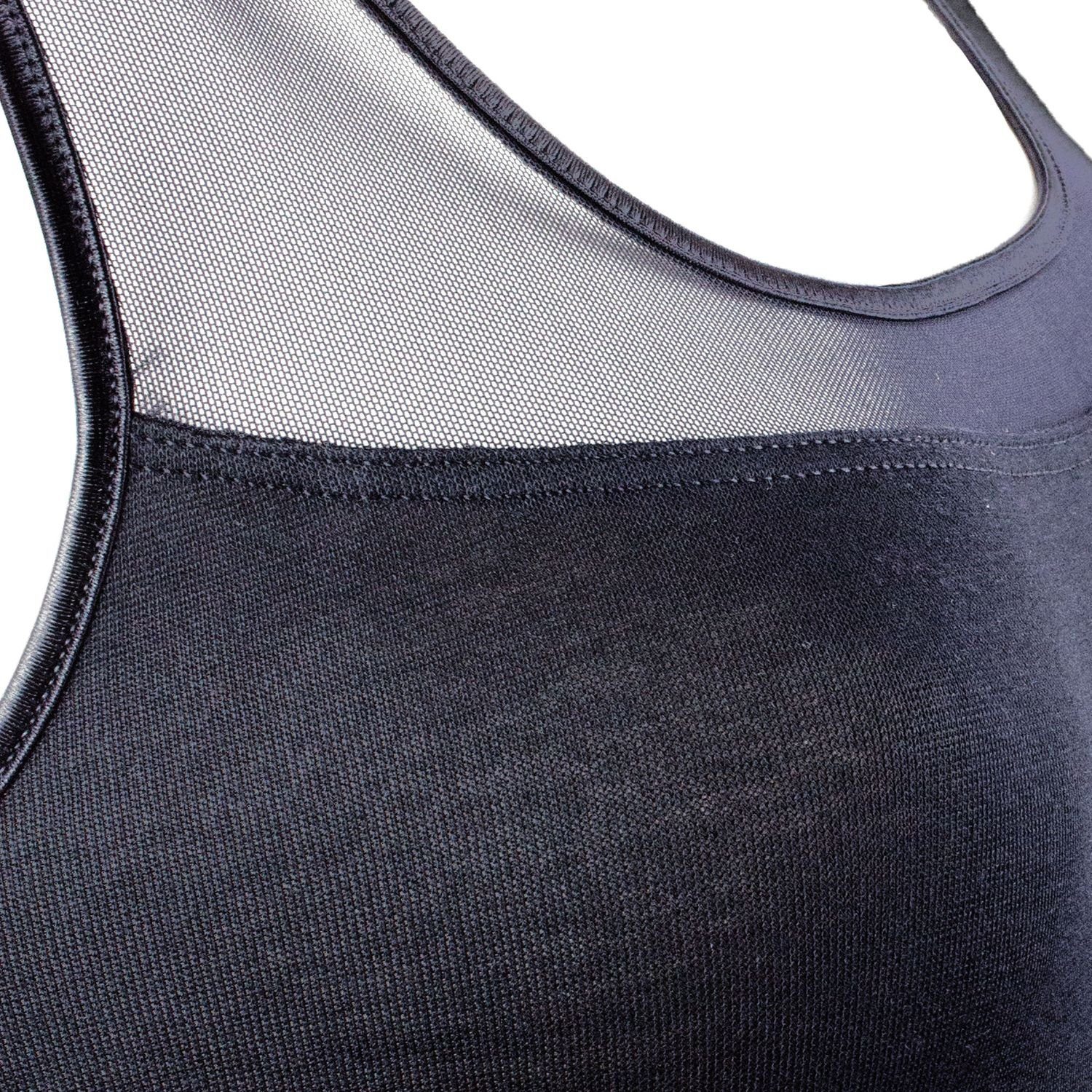 (Mehrpack, Pompadour Modal-Qualität in 3er 3-St., im Stück) feinem Unterhemd Tüll-Einsatz Schwarz elastischen Pack 3 mit