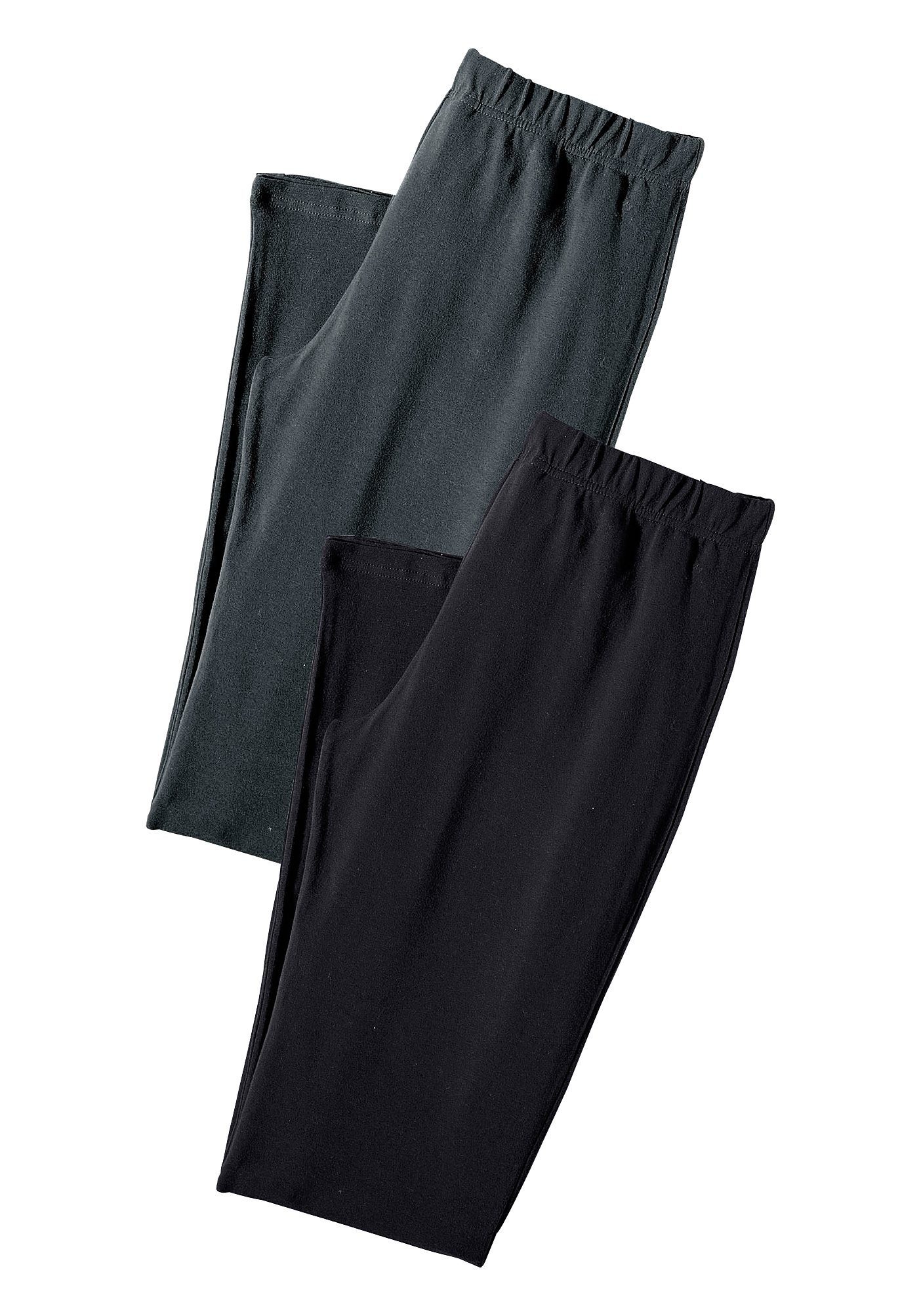 mit Gummibund, schwarz Loungewear anthrazit-meliert, active (2er-Pack) vivance Caprileggings