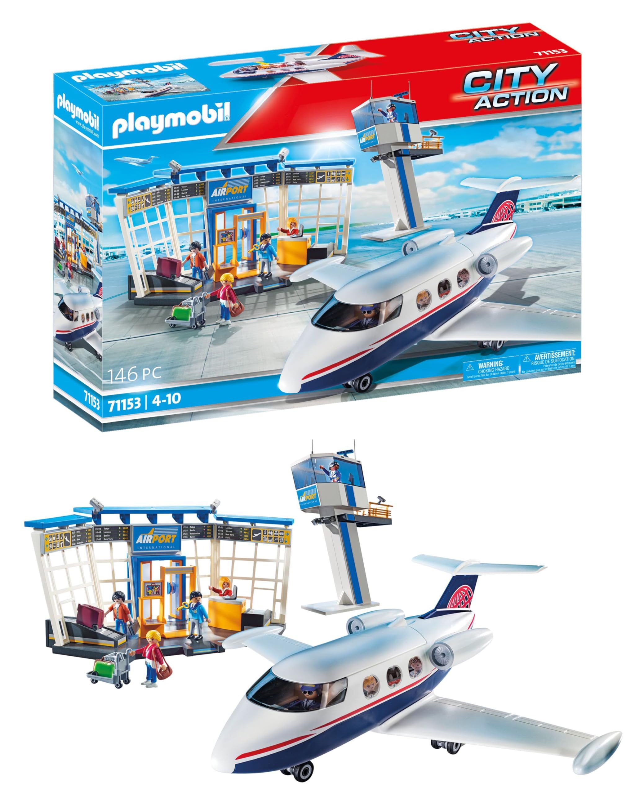 Playmobil® Spielwelt City Action Flughafen mit Flugzeug und Tower 71153, (146-tlg), PLAYMOBIL City Action Spielset