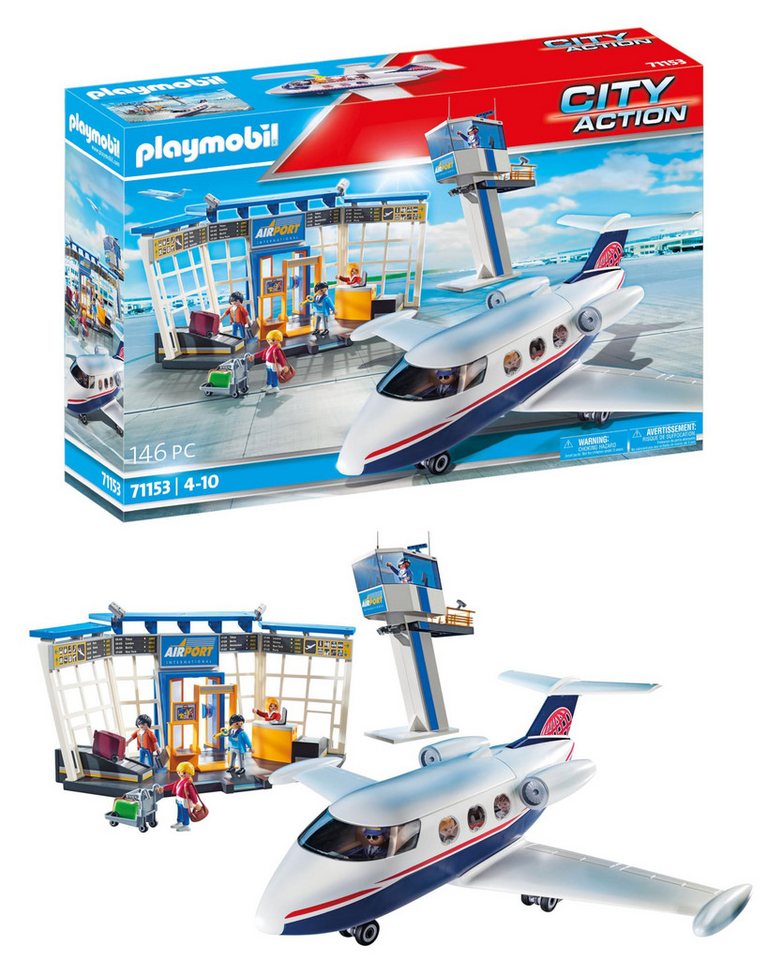 Playmobil® Spielwelt City Action Flughafen mit Flugzeug und Tower 71153, (146-tlg), PLAYMOBIL City Action Spielset