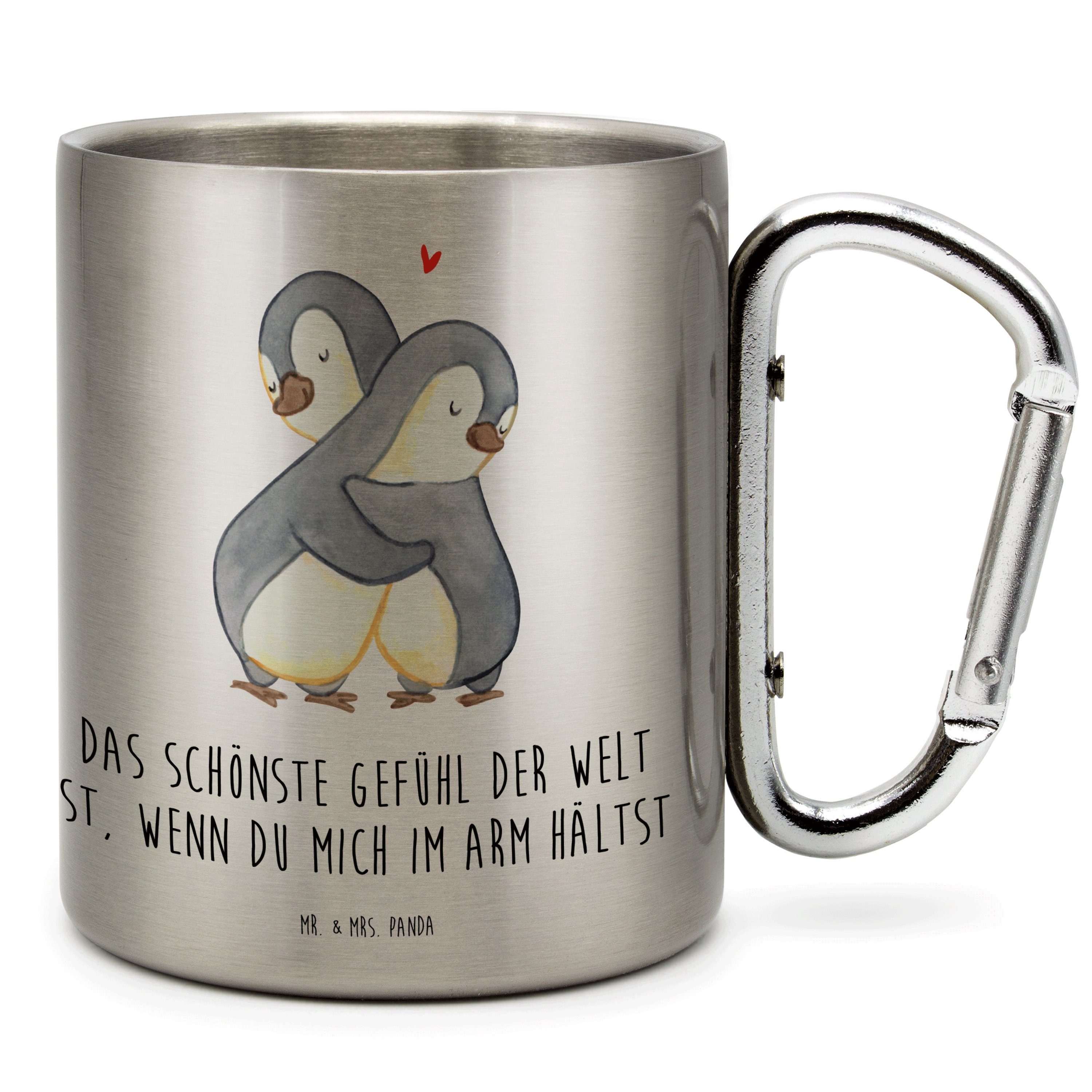 & Becher, Liebesgeschenk, - Kuscheln Geschenk, Pinguine T, Transparent Tasse - Edelstahl Mrs. Panda Mr.