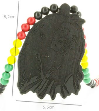 WOOD FELLAS Halsband WOOD FELLAS Mode-Schmuck angesagte Hals-Kette Hals-Schmuck mit Bob Marley Anhänger Bunt