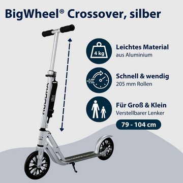 Hudora Cityroller BigWheel® Crossover 205 Scooter, einklappbarer, höhenverstellbarer Tretroller