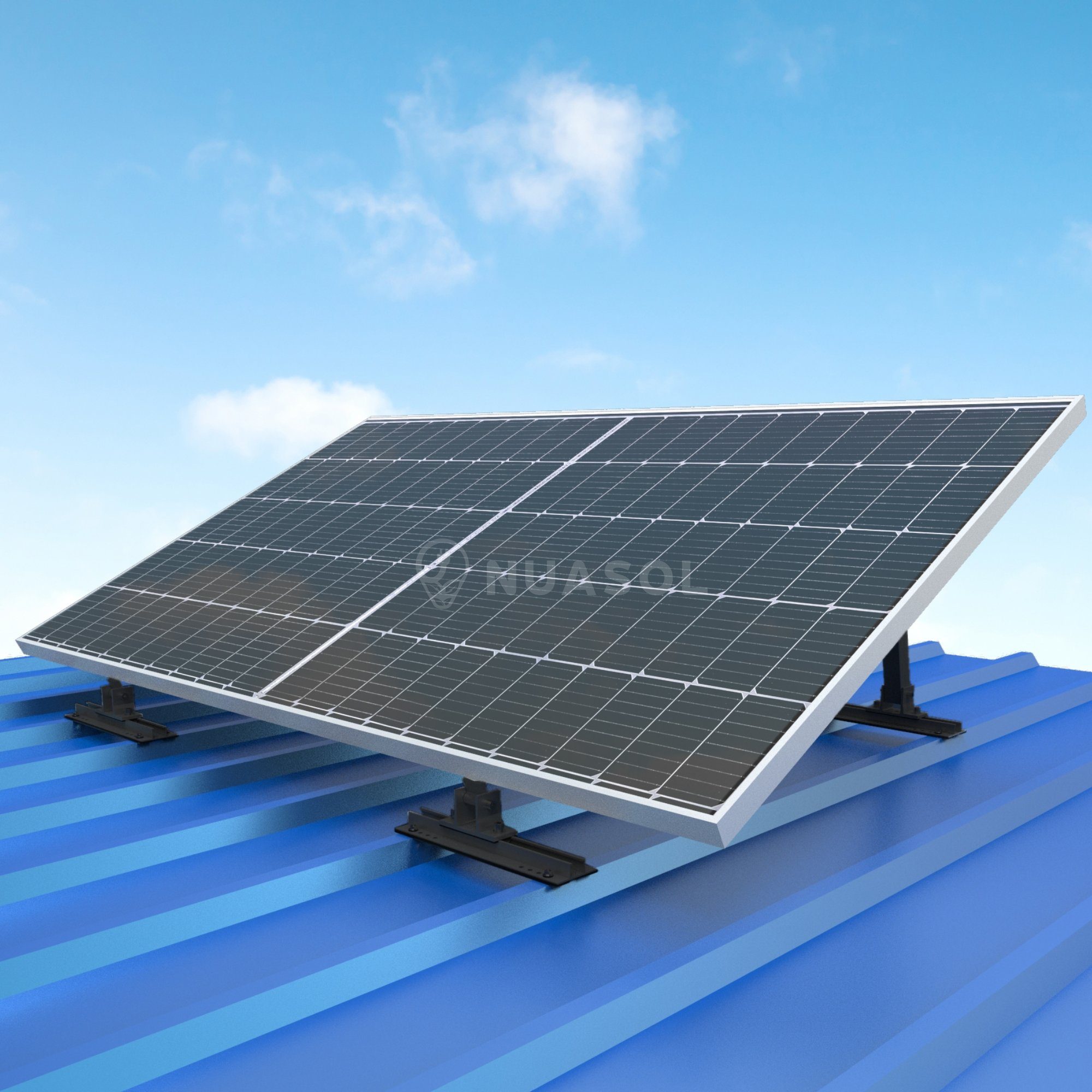 NuaSol Solarmodul-Halterung verstellbar Neigungswinkel 15° - 60° siber / schwarz, (Set)
