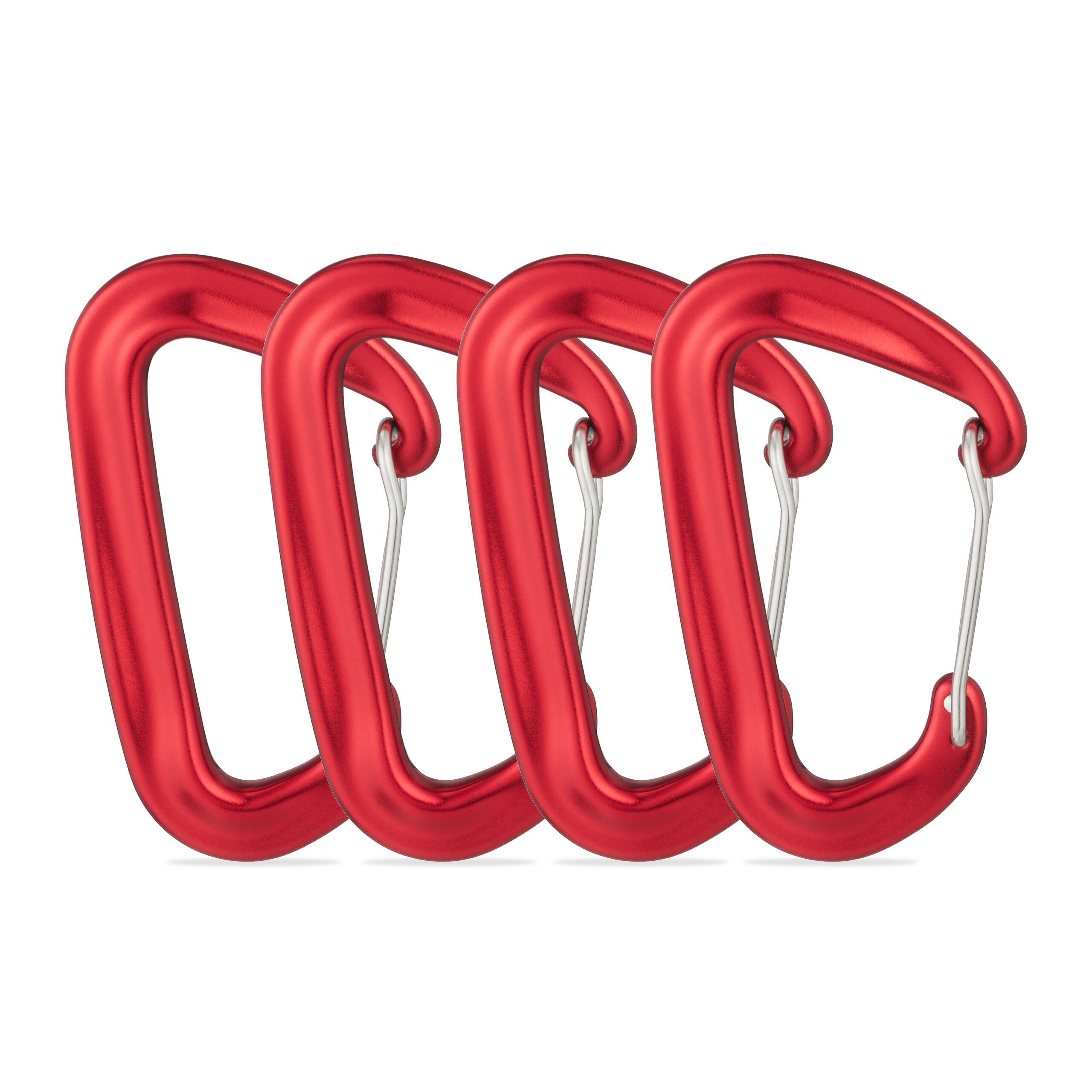 relaxdays Karabiner Karabiner Aluminium 4er Set, Rot