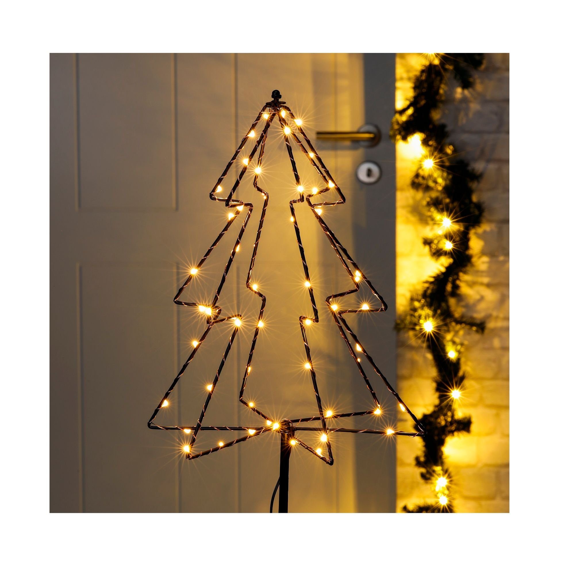 GartenHero Künstlicher Weihnachtsbaum LED Gartenstecker Tannenbaum