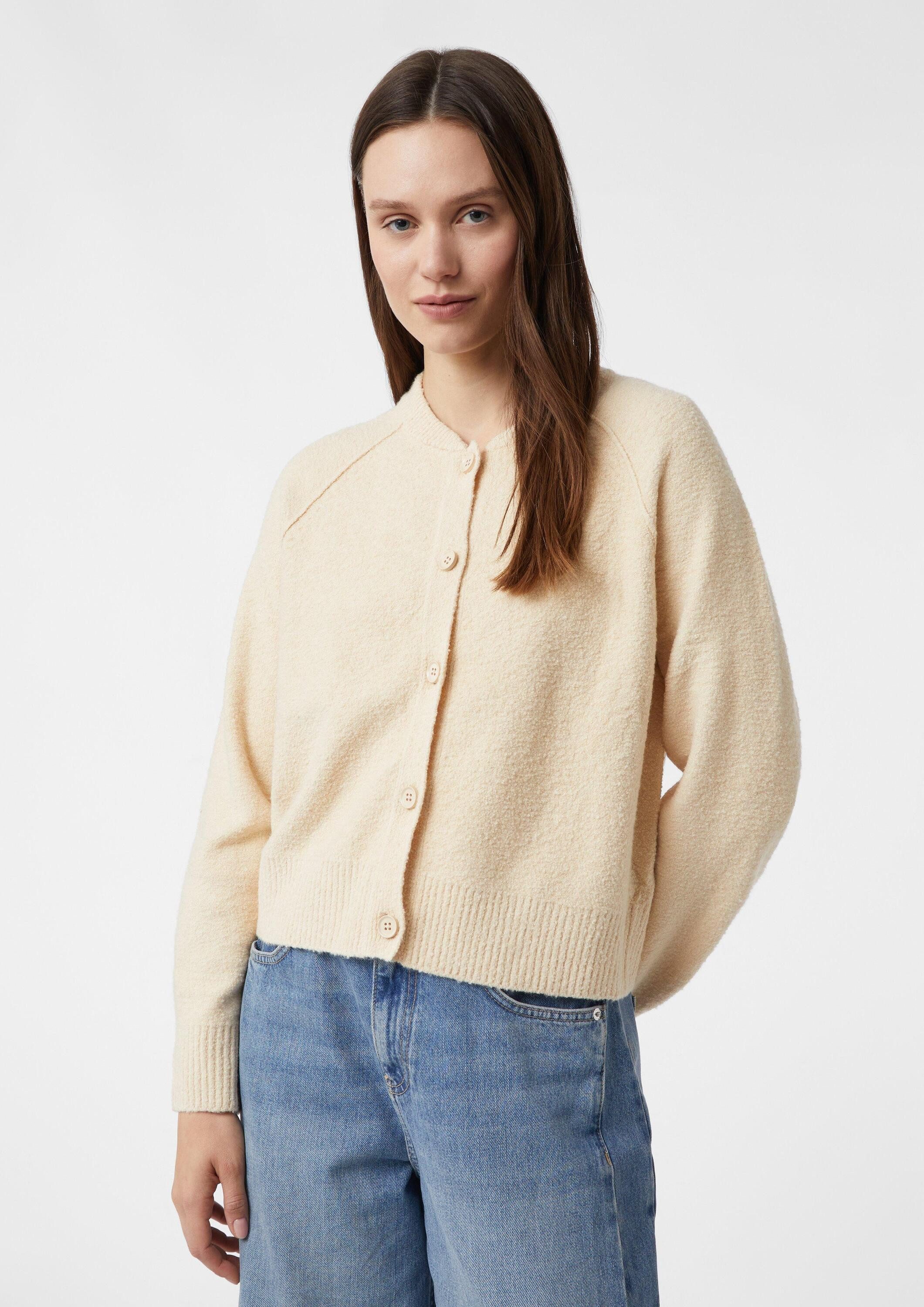 comma Cardigan Strickjacke Kurzer Strickcardigan aus Bouclé