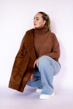 MonCaprise by Clothè Fellimitatjacke Fake Fur Jacke Boxy-Form ohne Verschluss Winterjacke Leichtgewicht