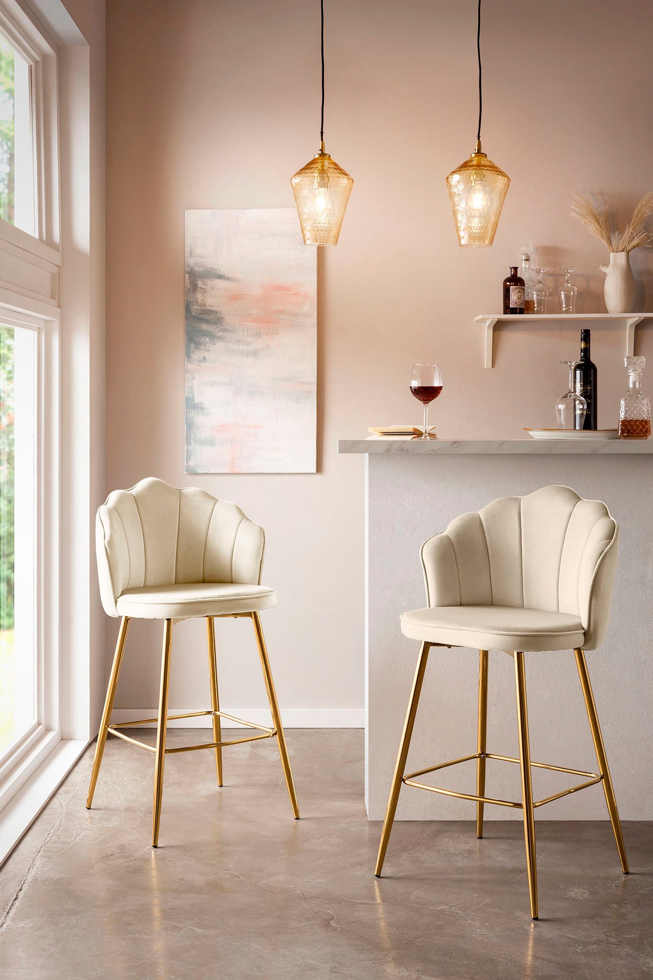 SalesFever Barhocker Clam Barstuhl mit Stil (Set, 2er Set), Extravagantes Muscheldesign im praktischen 2er Set