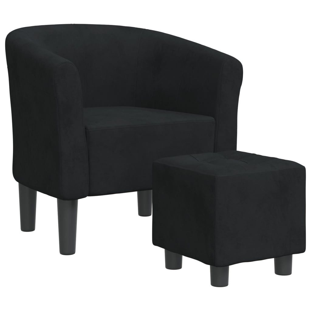 vidaXL Sessel Clubsessel mit Fußhocker Schwarz günstig online kaufen