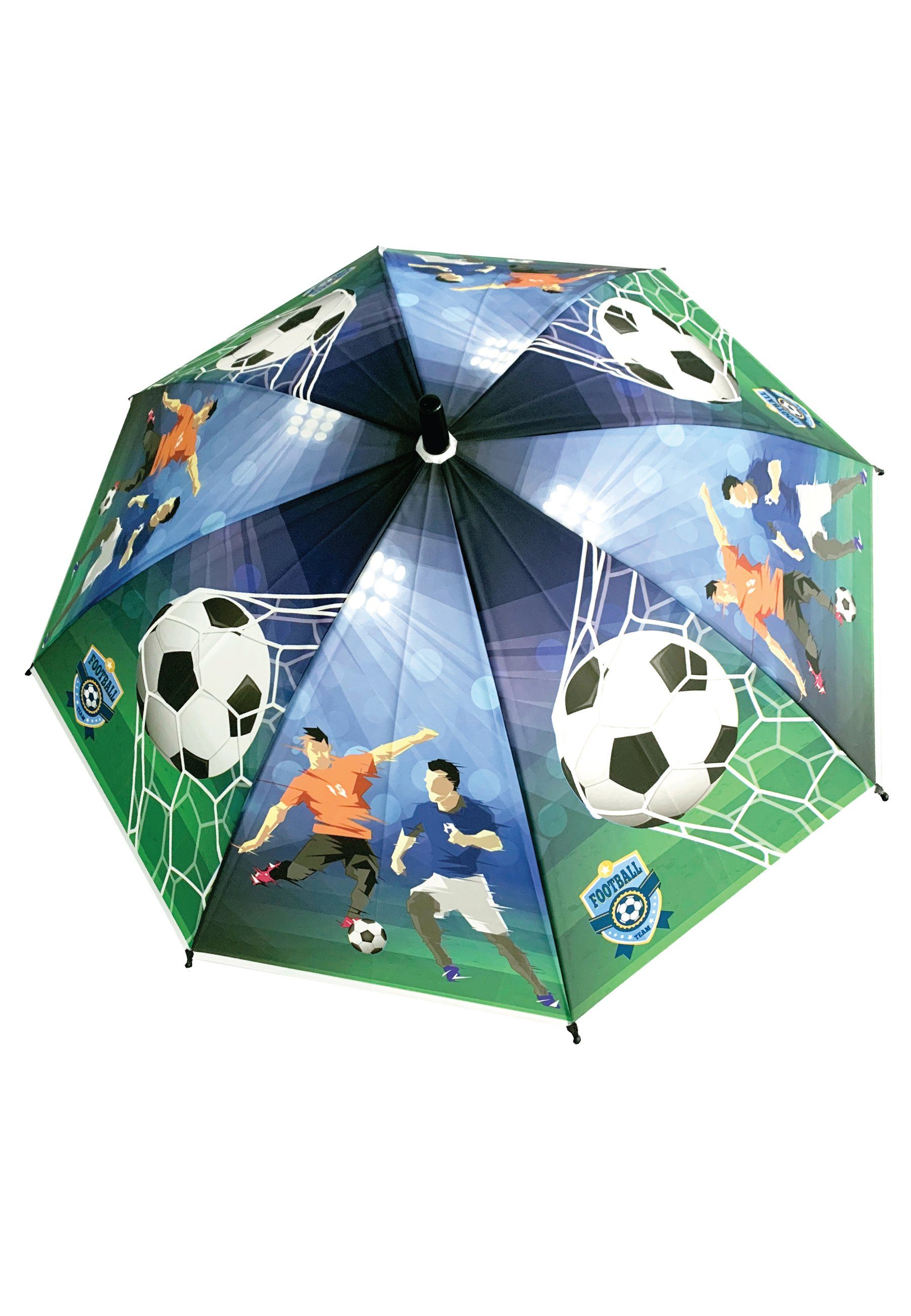 Yuhu.kids Stockregenschirm Fußball Kinder Jungen Automatik Kuppelschirm Regenschirm