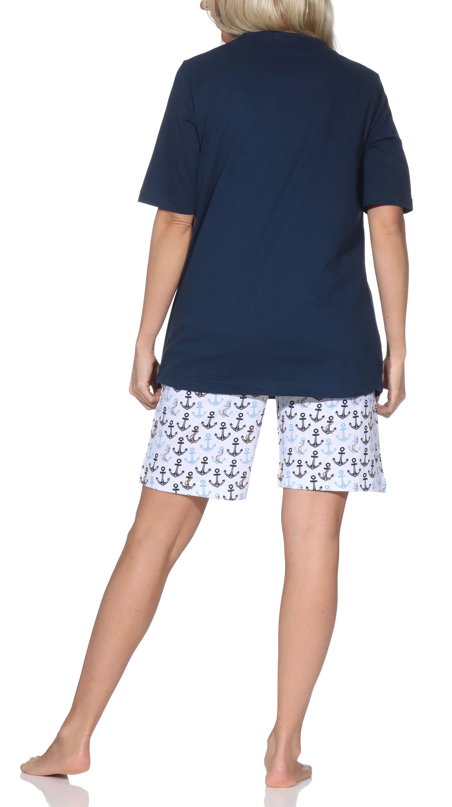 Normann Pyjama Damen kurzarm Schlafanzug Shorty maritimer Look – auch in Übergröße – Bild 4 von 5